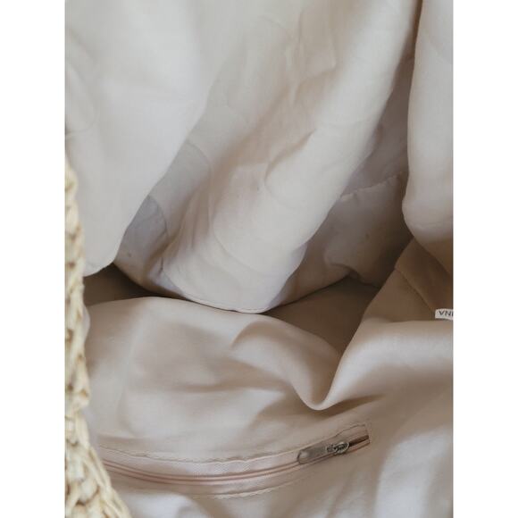 BOHO Woven Straw Large Tote Shoulder Bag Strap Handle Magnetic Snap Clasp - Picture 11 of 15